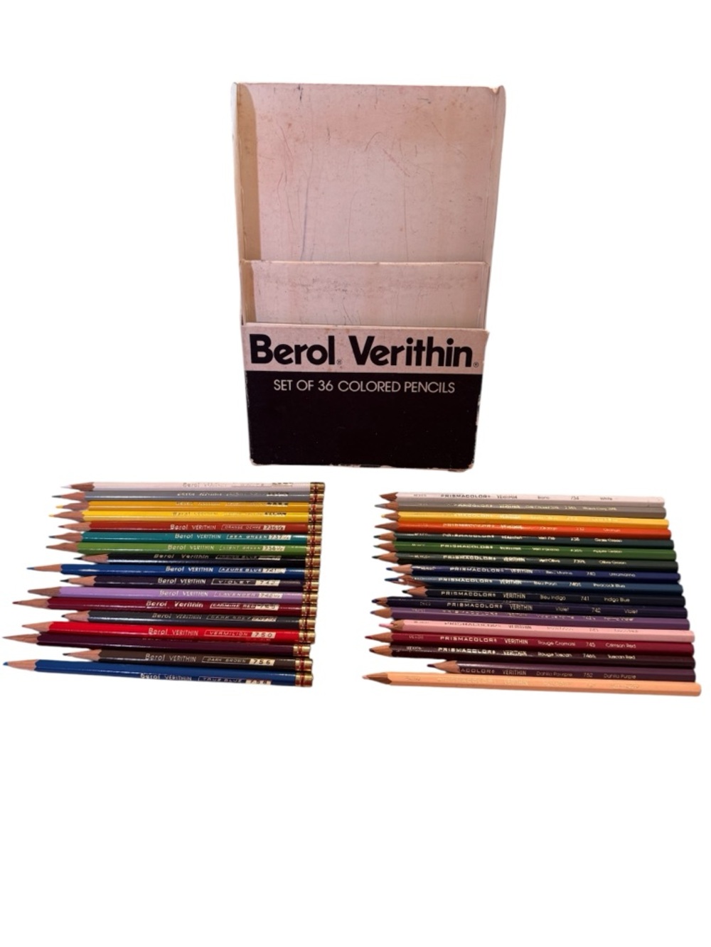 Vintage Berol Verithin Colored Pencils 17 Plus 17 Prismacolor Partial Box 34